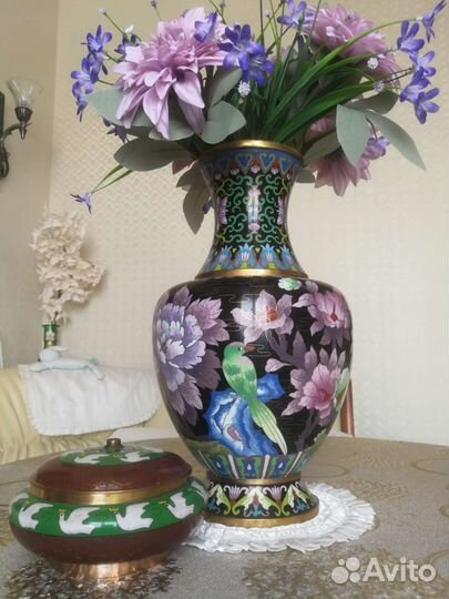 Клуазоне, большая ваза, шкатулка