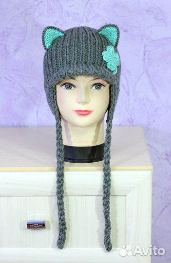 Детская шапка с ушками Кошка детская Новая