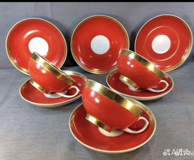 Чайная пара фарфор дулева рубин