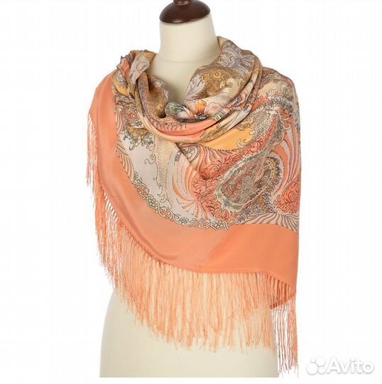 Павловопосадский платок шелк Ласковый прибой вид3