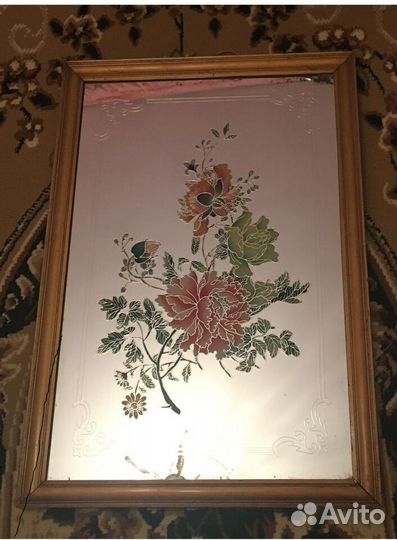 Зеркало винтажное с росписью СССР