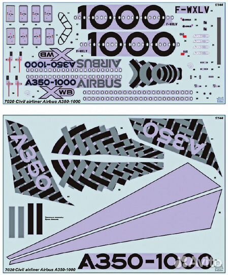 Сборная модель самолета Airbus-350-1000 1:144