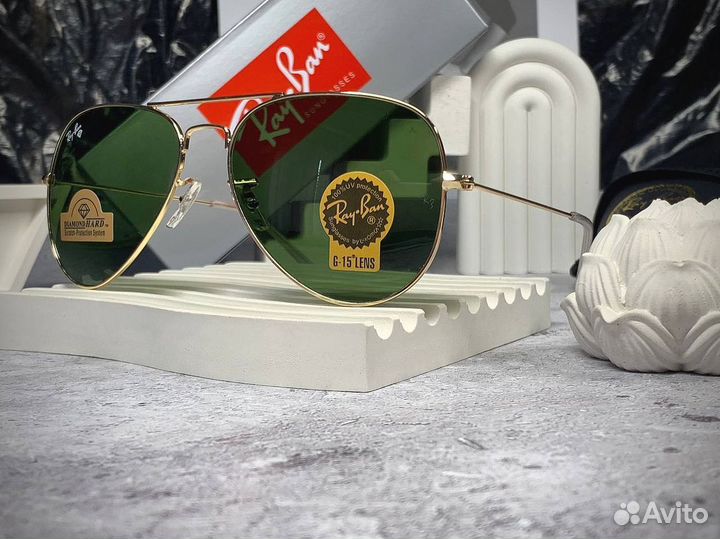 Очки Ray Ban Aviator золотые