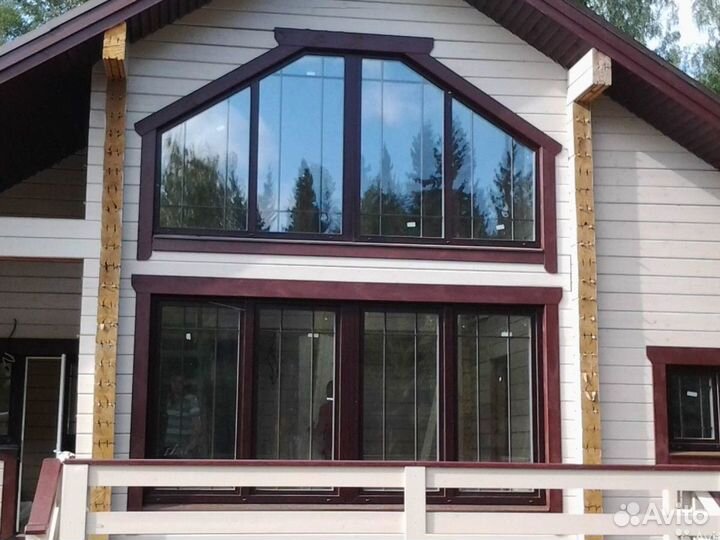 Окна пвх под дерево с раскладкой