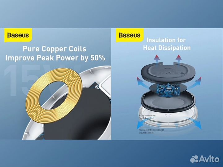 Qi Беспроводная зарядка 15W Baseus / 3 расцветки