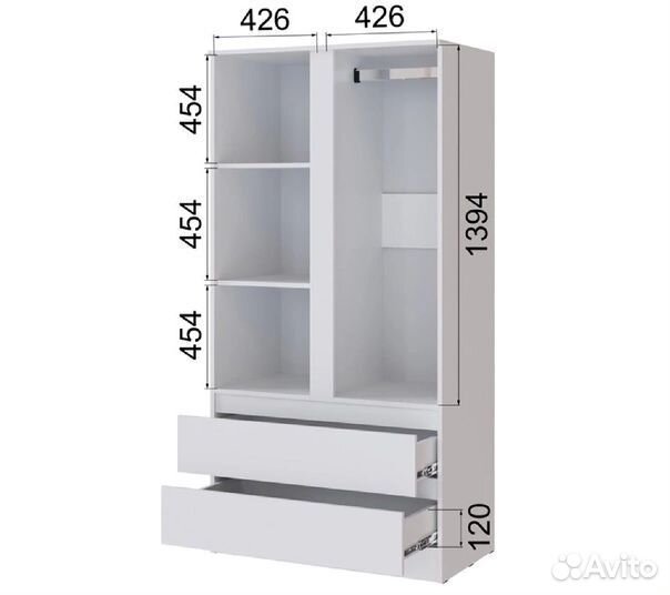Шкаф распашной с полками белый