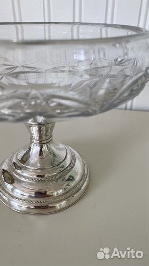 Хрустальная с серебром ваза. Винтаж