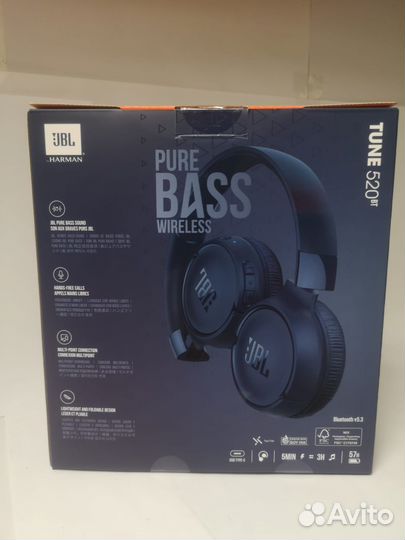 Беспроводные наушники JBL Tune 520BT, синий