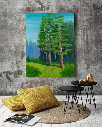 Сосновый бор. Интерьерная картина маслом на холсте