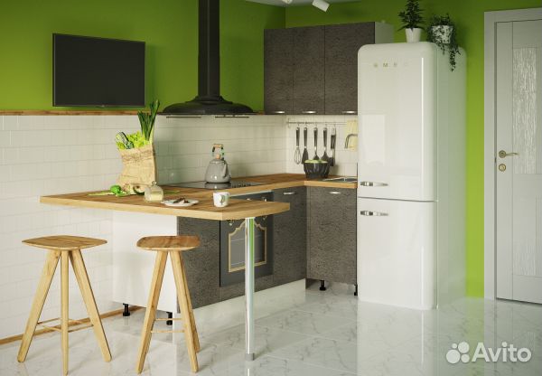 Модульная кухня с барной стойкой 