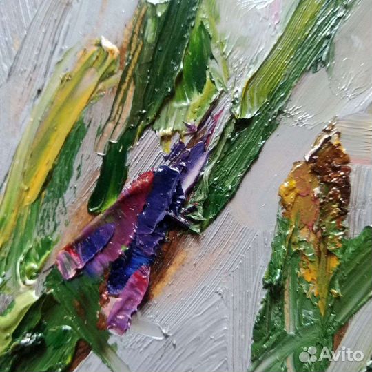 Картина маслом цветы в багете