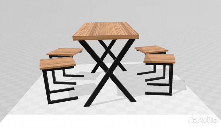 Обеденная группа из массива в стиле лофт