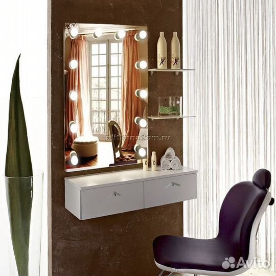 Гримерное зеркало Континент Бриджит 600х800 с подсветкой с механическим выключателем (12 ламп) згп03