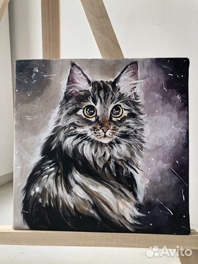 Портрет маслом на холсте, домашние животные