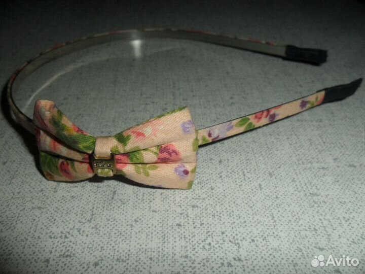 Ободок для волос розовый с бантом