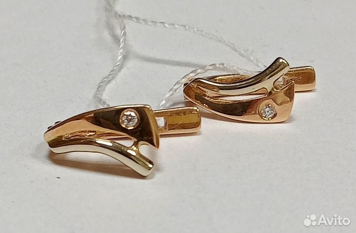 Серьги с природным камнем Золото