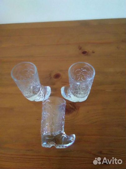 Стопки сапожки и пепельница Богемия.время Советско