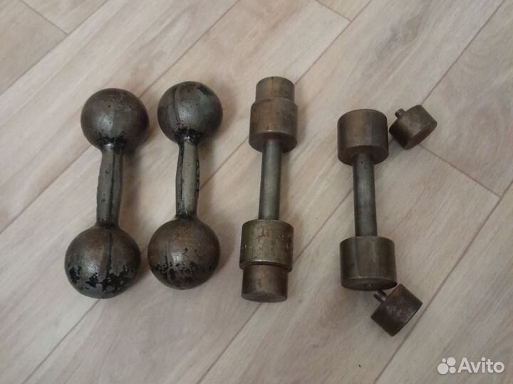 Гантели СССР, разборные 5кг(2шт) и литые 6кг(2шт)