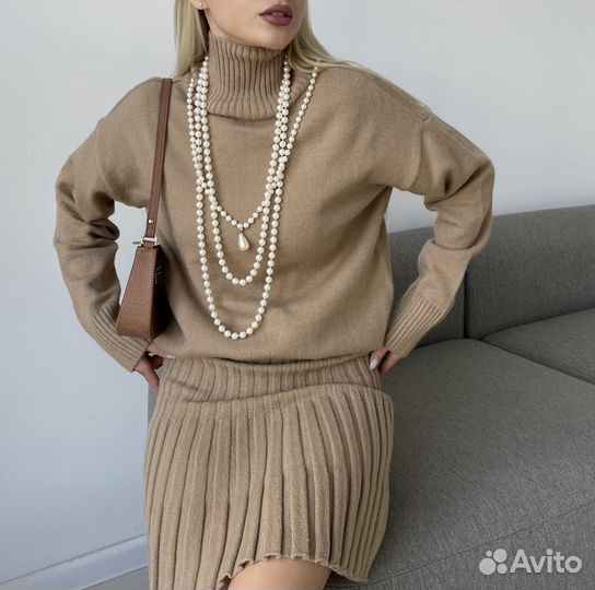 Костюм утепленный с юбкой