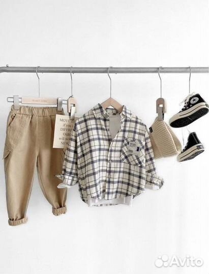 Детская хлопковая клетчатая рубашка