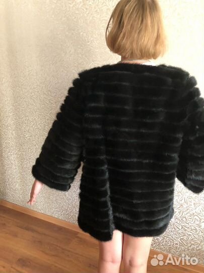Шуба норка на основе замши