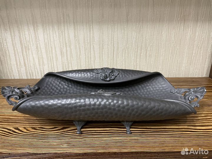 Ваза конфетница фруктовница олово Европа 37см