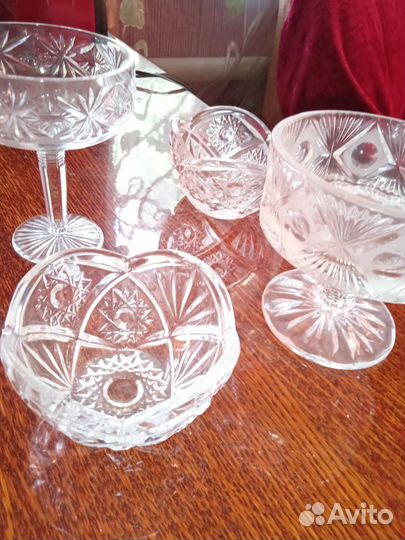 Конфетница, фужеры из хрусталя