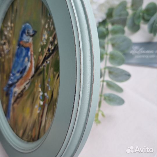 Картина маслом с птицей в раме птица картина