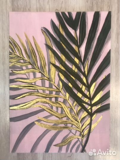 Картина с золотом акрилом на холсте