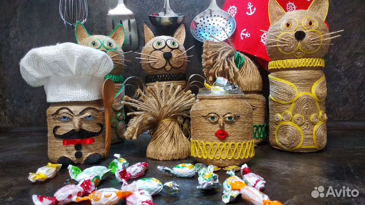 Декоративные баночки для кухни, набор 6 штук