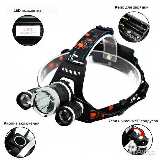 Налобный фонарь / Фонарик светодиодный