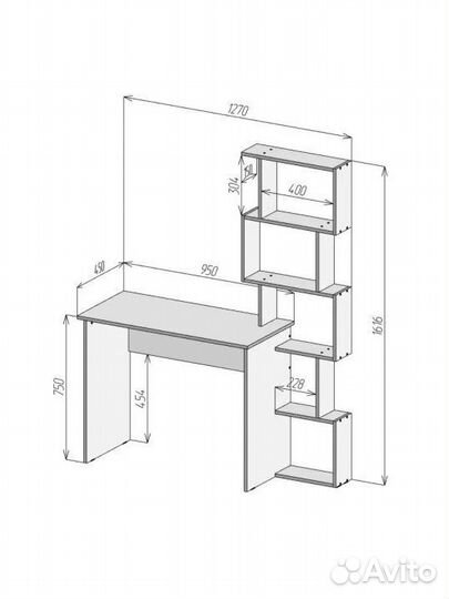 Стол письменный компьютерный с полками