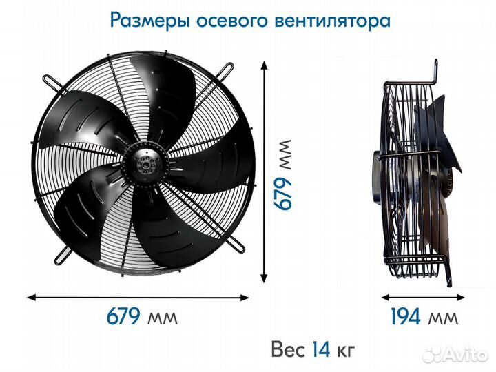 Вентилятор осевой YWF4Е-600S, Всасывание 220В/50Гц