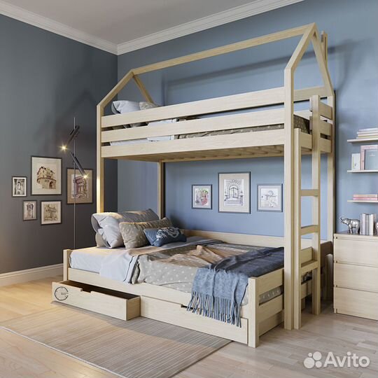 Двухъярусная кровать из массива