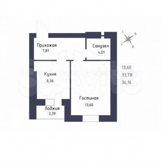 1-к. квартира, 36,2 м², 5/5 эт.