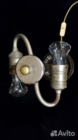 Настольная антикварная бронзовая лампа. Редкая