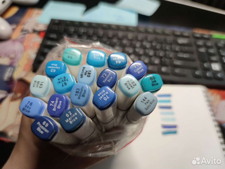 Маркеры спиртовые синие 18 шт