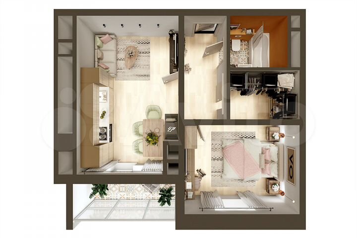 1-к. квартира, 45,1 м², 5/5 эт.