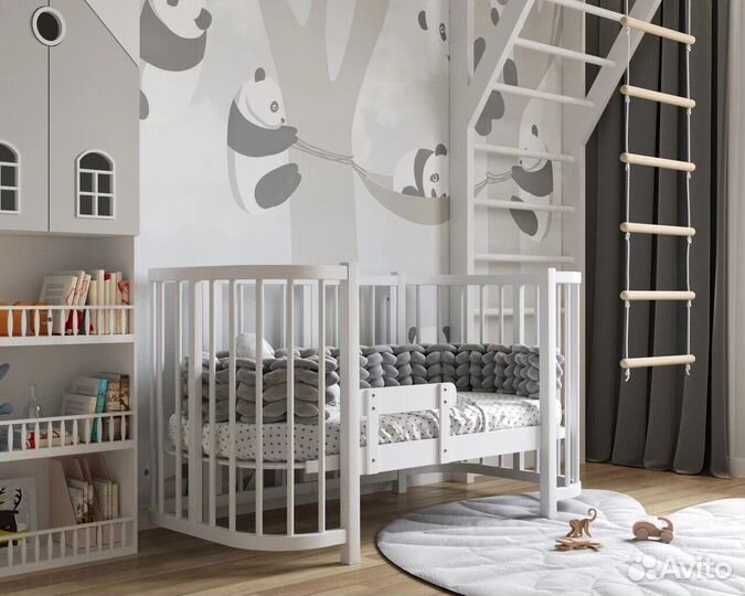 Детская кровать с маятником и ящиком