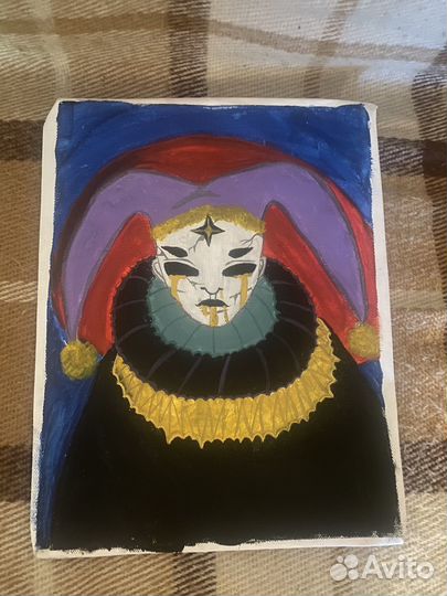 Картина гуашью закреплена лаком