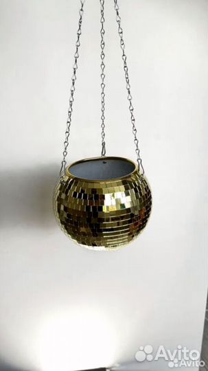 Кашпо из диско шара / кашпо из зеркальной мозаики