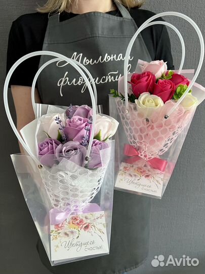 Работа с букетами из мыльных Роз