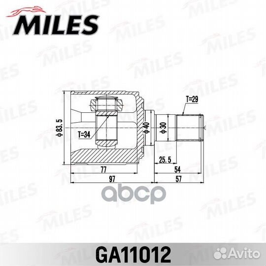 ШРУС honda accord CL9 03-08 внутр. лев. GA11012