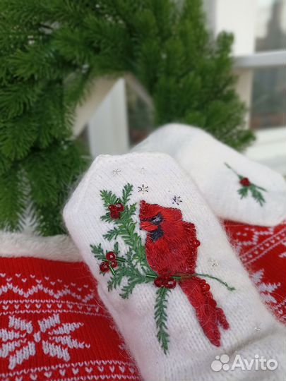 Варежки вязаные ручной работы