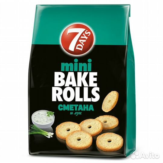 Сухарики 7 Days Mini Bake Rolls Сметана и Лук 80г