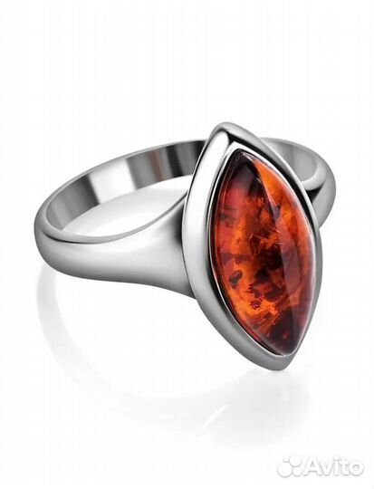 Кольцо Перстень Женское Натуральный Янтарь Новое