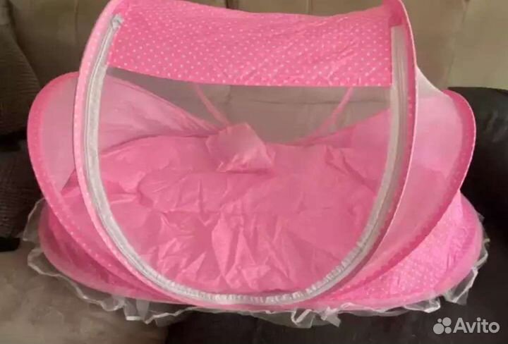 Кроватка складная розовая