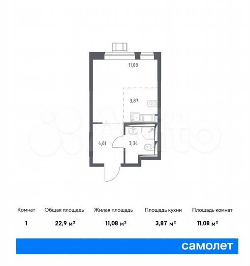 Квартира-студия, 22,9 м², 16/16 эт.