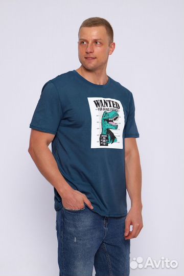 Футболка Wanted - синий. Оптом