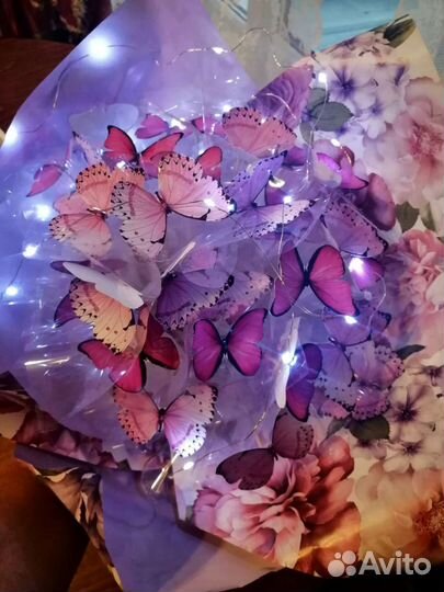 Букет из бабочек с подсветкой ручной работы